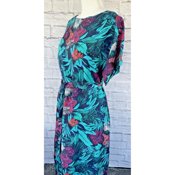 LOFT Petites Women's Dress Size Small Flowers 60% Linen Tropical Summer Pockets - Picture 9 of 15